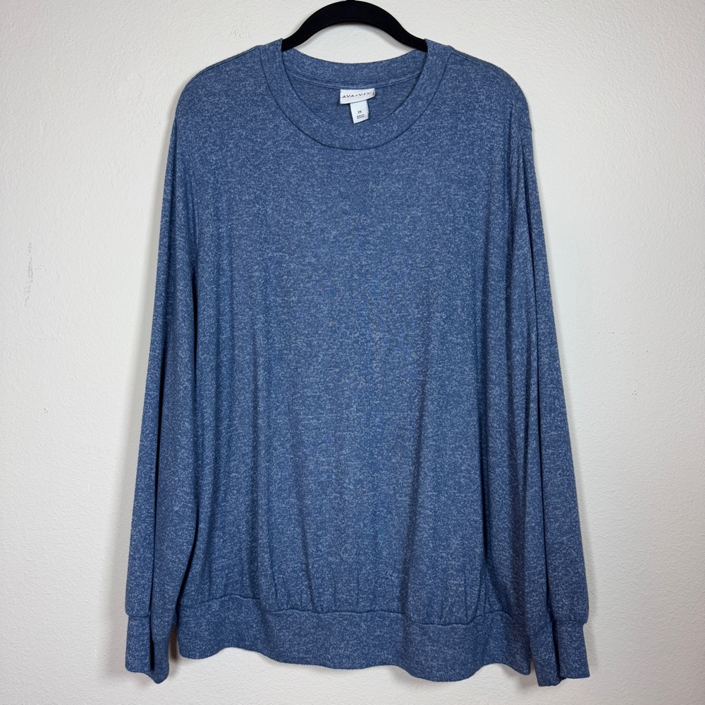 Ava & Viv Blue Heather Lightweight Sweatshirt Size 2X